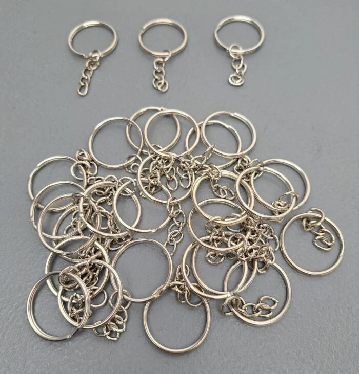 Key Ring 25mm Silver With Chain (50s)