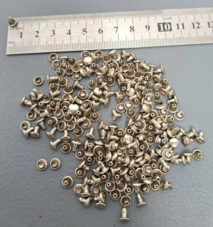 Double Cap Rivets Silver 6mm (100s)