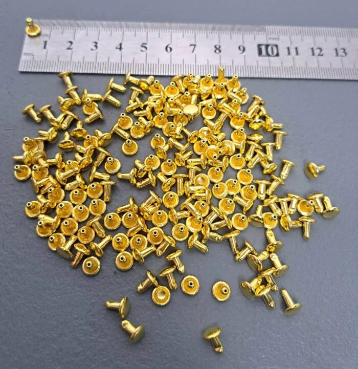 Double Cap Rivets Gold 6mm (100s)